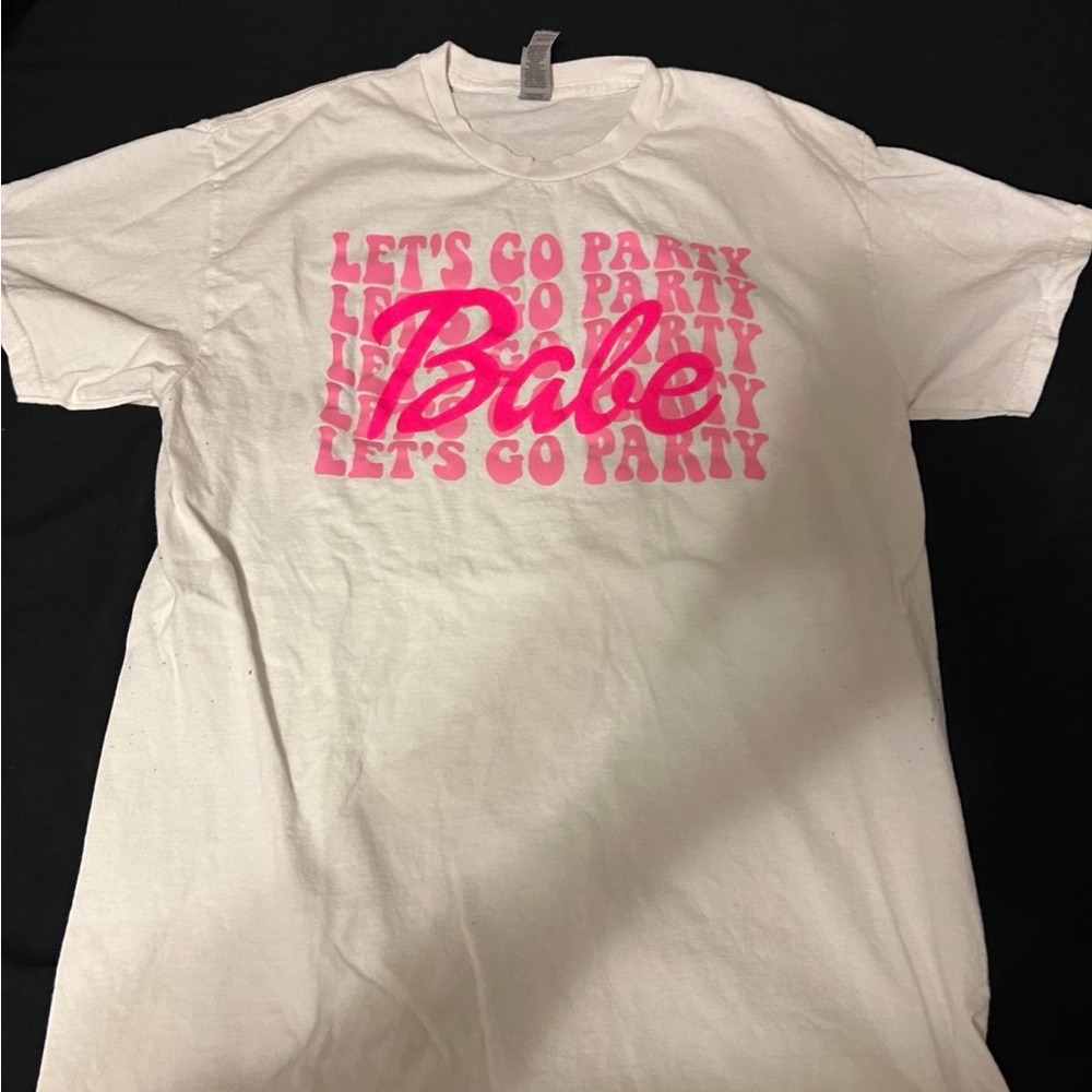White T-Shirt with Pink 'Babe' Graphic